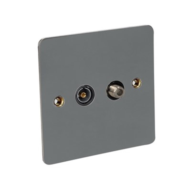 Flat Plate Satellite/TV Outlet - BS3041 & BS 41003 *Black Nickel - Click Image to Close
